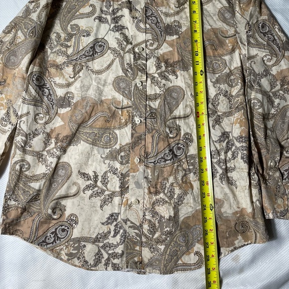 Vintage Indigo joe paisley floral mocha brown all over button down shirt size L - Picture 2 of 6